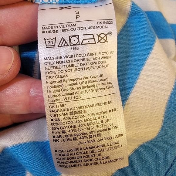 GAP Blue Steipe Favori Top T-Shirt SP - Picture 6 of 8